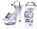 Shoes Woman 2016 Summer Sexy High Heels 15 cm Silver High heeled Sandals Comfortable Banquet Sandals