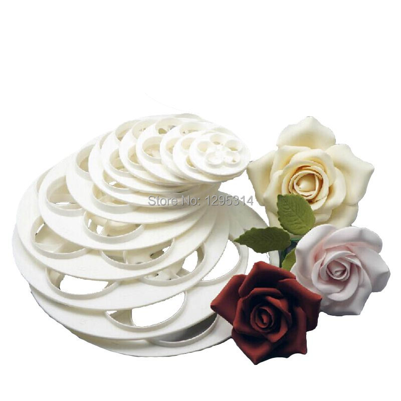 1Set/6PCS Free Shipping Fondant Cake Sugarcraft Rose Flower Decorating Cookie Mold Gum Paste Cutter Tool xTE