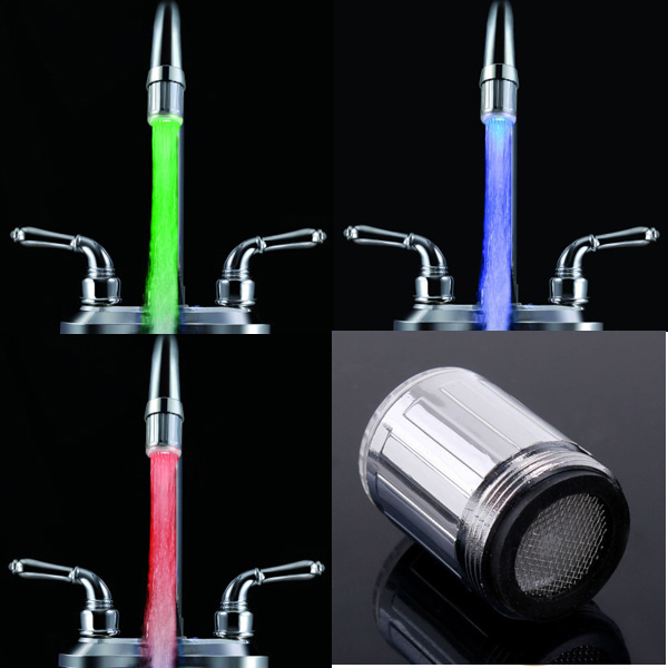 NEW Water Glow 3 Colors Changing LED Faucet Temperature Control Sensor TE head NEW Water Glow 3 Colors Changing LED Faucet Temperature Control Sensor TE head