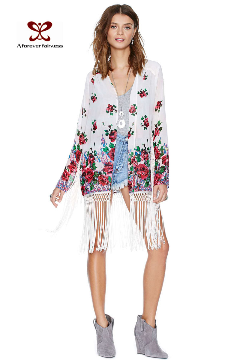 2015 Summer Style Blusa Vestidos Cardigans Flower ...