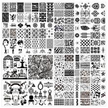 6 12cm Stainless Steel Nail Art Stamping Plates Geometric patterns Monroe Madonna Sports Nails Template Stamp