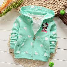 Spring Autumn Long Sleeved Candy Color Cartoon Girls Jackets Sweatshirts Cardigan Baby Infant Hooded Outwear Coats MT371