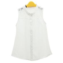 2016 Summer Kids Girls Loose Chiffon Tops Blouse Casul Sheer Lace Vest Top Shirt 2-7Y New Arrival