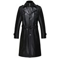 2016 New Casual Long Men Leather Jacket Thick Warm Winter Autumn Men Faux Leather Coat Windbreaker