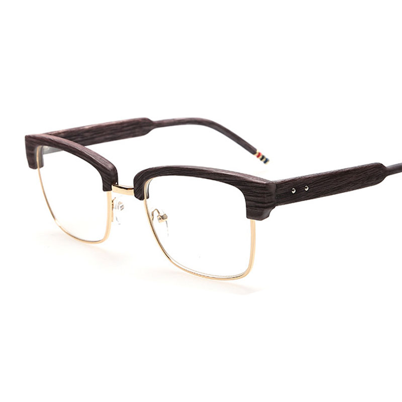 Imitation Wood Glasses Half Frame Women Clear Lens Reading ...