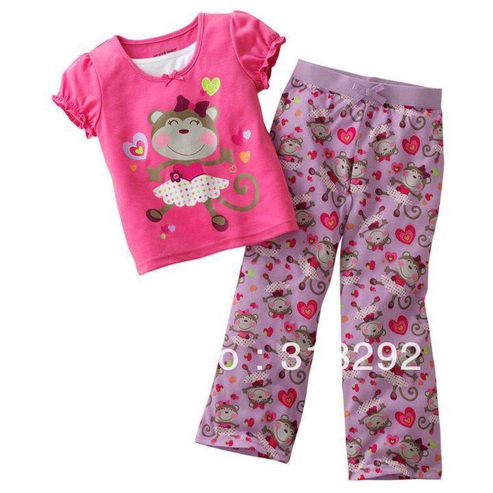 GE2, Monkey, 6sets (Size18m.24m.3T.4T.5T.6T), Baby/Children clothing sets, short sleeve T shirt + pants for 18M - 6 year.