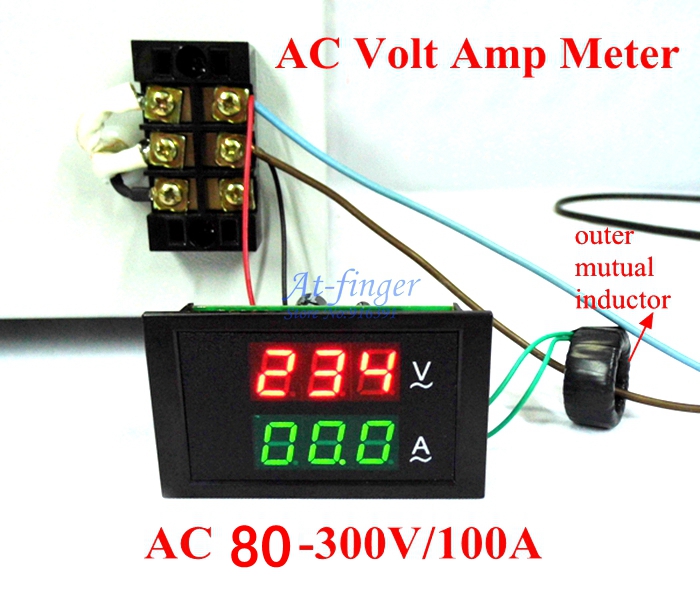 AC 80-300V  0-100A voltmeter ammeter Volt Amp Panel Meter voltammeter volt amp meter  with  Led digital display Free shipping