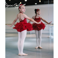 The new children s dance skirt cake skirt red short skirt halter ballet training exercises costumes