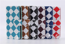 Grid Tartan plaid two-in-one PU Leather Wallet Protective Case Flip Cover for iphone 5g 5s Card holder CNPAM Shipping