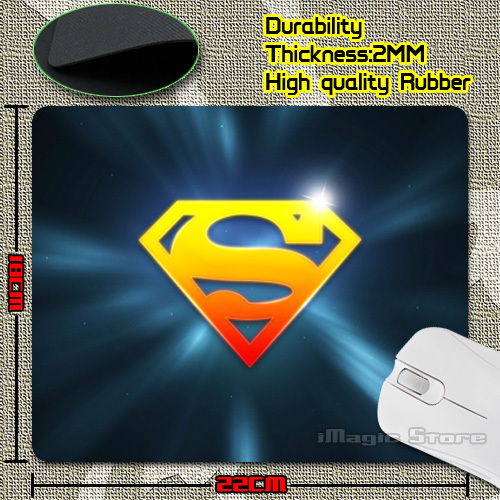 Latest Design Customized Luxury Print Superman Classic Logo Mouse Mat for Optical /Trackball Mouse Drop Shipping Service