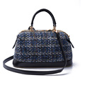 2016 Famous Brand Designer Plaid Woolen Tote Bags Boston Autumn Winter Fashion Big Wool Single Shoulder