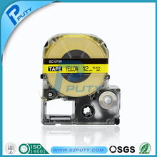 5pcs 12mm black on yellow KINGJIM label tapes SC12YW compatible for both KINGJIM and EPSN label tapes LABELWORKS LW-400 LW-600
