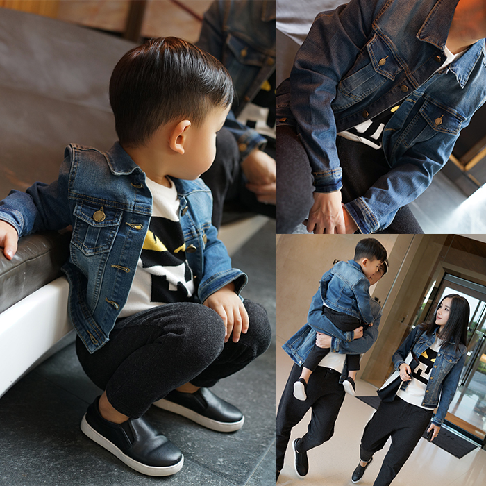 2015 семьи соответствующие наряды, мода осень родитель - ребенок джинсы верхняя одежда, для отца мать и сын, 008f