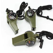 3 in 1 Portable Outdoor Emergency Survival Gear Whistle Compass Thermometer Free Shipping