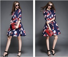 New casual 2016 spring vestidos clothing ladies cotton maxi winter dress party vestido de festa print elegant plus size dresses
