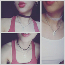 Hot Newest fashion jewelry accessories black white lace choker necklace for couple lovers’ N108