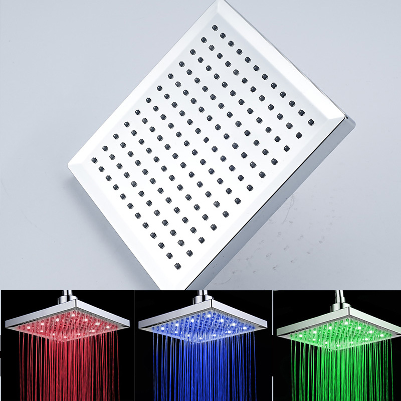 Free Shipping High Quanlity 3 Color Changing LED Shower Head Chrome Finish ABS Plastic Material