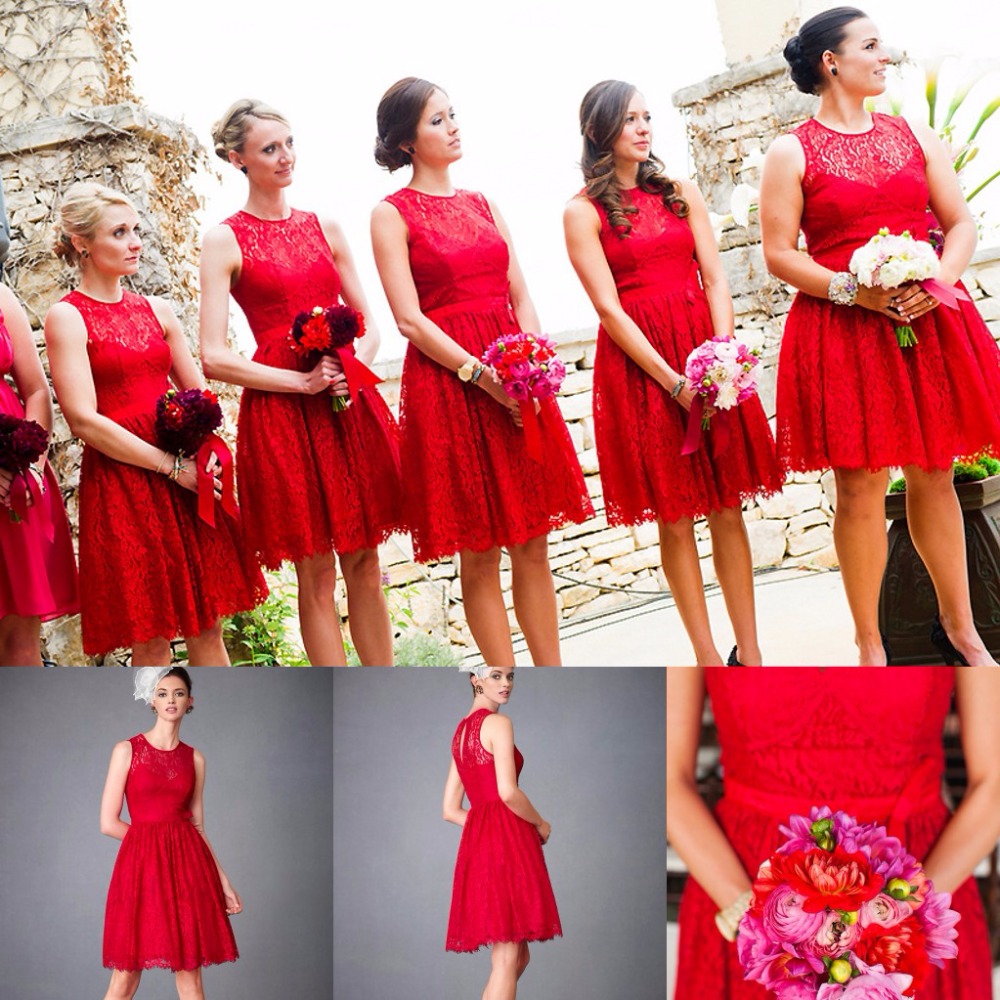 red beach bridesmaid dresses
