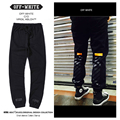 2016 Autumn OFF WHITE Sweatpants Men 100 Cotton Hip Hop Casual Stripes Print Joggers OFF WHITE
