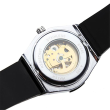2016 new fashion men male sewor brand stylish skeleton clock rubber design classic automatic mechanical wrist