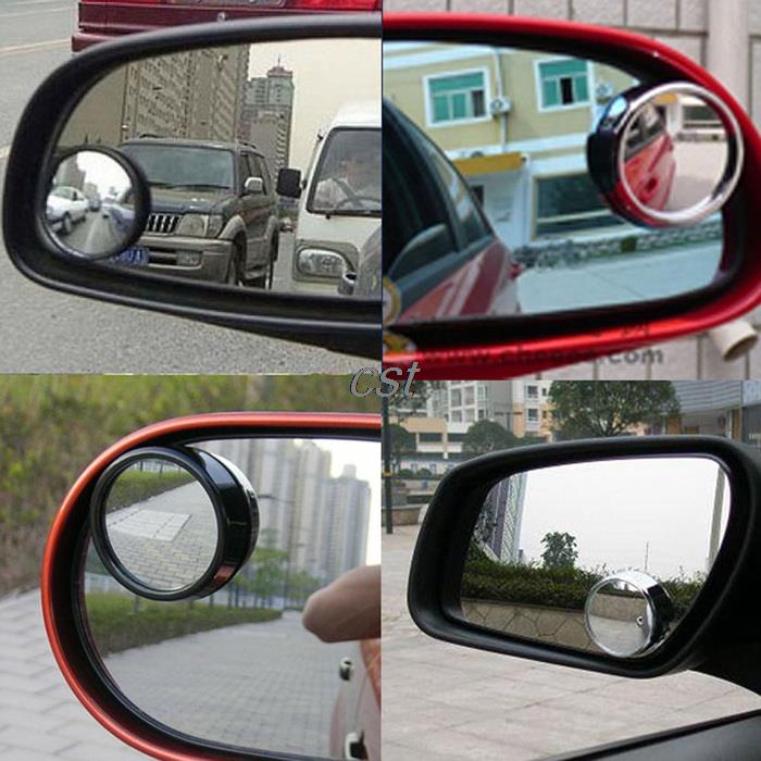 2PCS Round Car Vehicle Convex Mirror Blind Spot Side Rearview Wide Angle Auxiliary Safe Driving