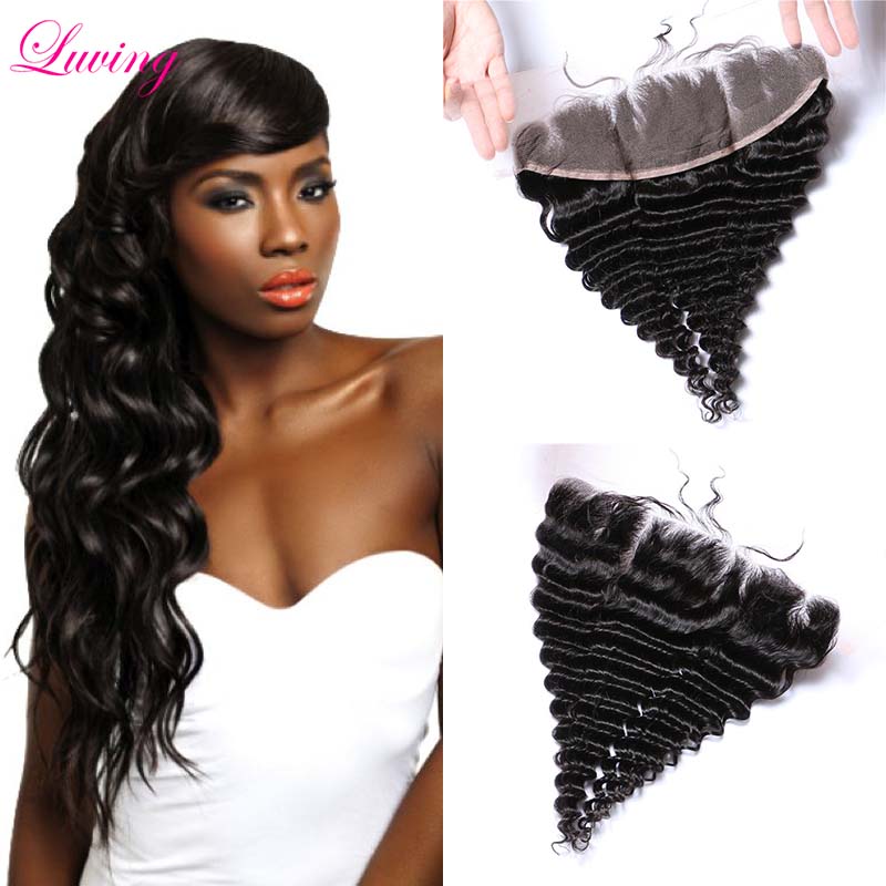 --7A Brazilian Deep Wave Lace Frontal Closure 13x4 Virgin Human Hair Deep Wave Frontal With Baby Hair Full Lace Frontals Closure