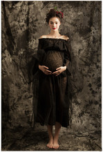 Voile Style Black Maternity Dress Pregnant Photography Props Fancy Pregnancy Maternity Photo Shoot Long Dress Clothing