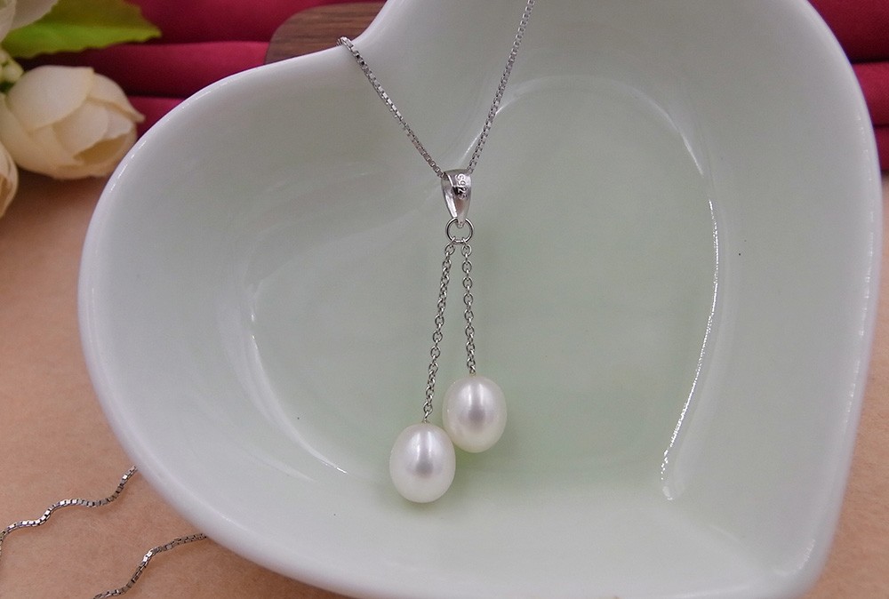 big promotion give silver chains promotion hand polished sterling 925 silver set fresh water pearl Romantic necklace pendants