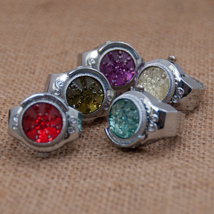 Finger Ring Watchs Steel Round Elastic Quartz New Style Rhinestone Creative Women Fashion Lady Girl Trendy Gifts