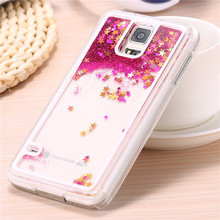 S5 Cute Liquid Glitter Sand Star Case Fundas For Samsung Galaxy S5 i9600 Crystal Clear Cellphone
