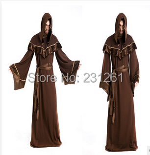 2014 new Gothic Halloween masquerade Men's shaman priests cosplay costumes European religious male role play clothes real shot