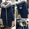 Medoum long Cotton Jacket Winter Women Cotton padded Jacket Thick Warm Lambs Wool Fur Collar Hooded