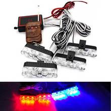 Wireless 4×3 12LED 12W High power Auto Emergency Warning Car driving LED Lamp daytime running caution DRL Red blue strobe flash