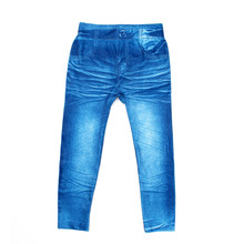 Blue Cowboy Style Digital Printing Kids Pants Baby Jeans Pattern Leggings For Boy Girl Unisex 4