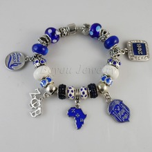 2015 Newest ZETA PHI BETA Sorority Bracelet ZPB charm bead bracelet bangle