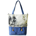 Preppy Style Lovely Cartoon Large Tote Women Fashion New Casual Shoulder Bag Front Button up Patch