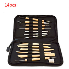 Free Shipping Hot Sale 14Pcs Wooden Metal Pottery Sculpture Molding Carving Professional Clay Tool Kit