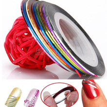 10 Color 20m Rolls Nail Art UV Gel Tips Striping Tape Line Sticker DIY Decoration 01ZX