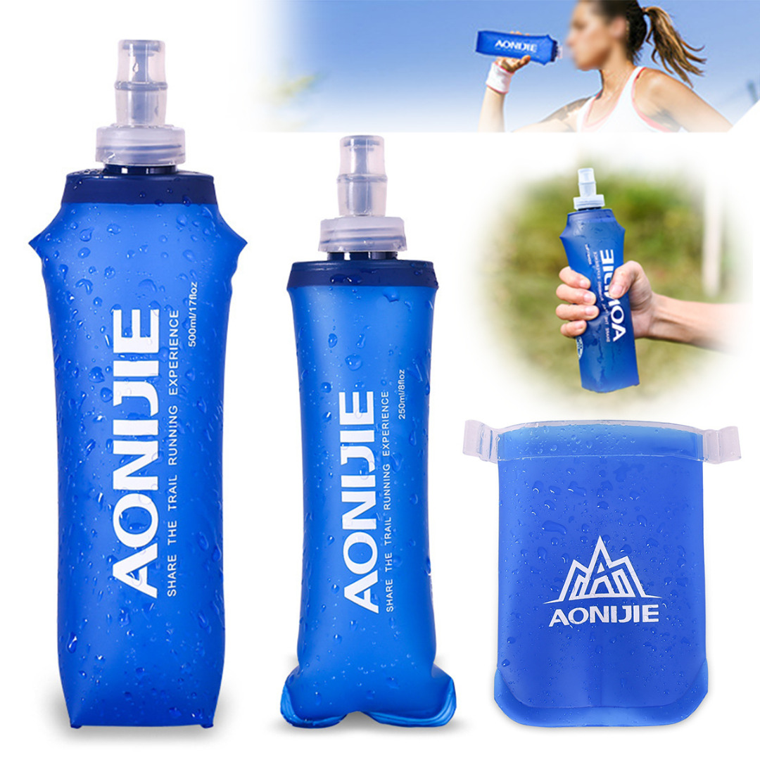 Portable 250//500ML Foldable Soft Flask TPU Outdoor Sport Running Water Bottle