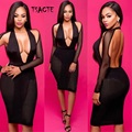 NEW Black Sexy Club Dress 2016 Women Summer Party Dresses Cut Out Bodycon Dress Halter Backless