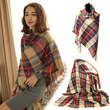 2016 Winter Warm Fashionable Women Long Blanket Oversized Tartan Scarf Wrap Shawl Ladies Plaid Cozy Pashmina Freeshipping C1