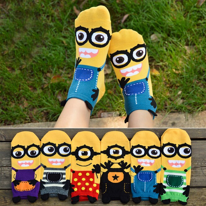 2015-new-Despicable-me-socks-girl-s-cartoon-short-socks-lady-and-women-cotton-wear-Three