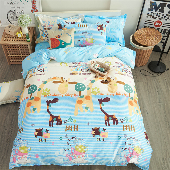 Queen-Size-Cartoon-Giraffe-Print-Bedding-of-Bedlinen-Bed-Sheet-Set ...