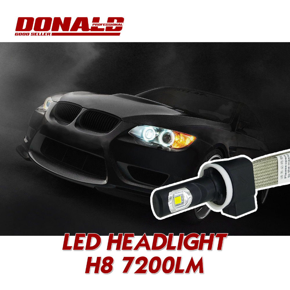 2x H8 CREE LED 60W/Set 7200LM/Set White Car DRL Daytime Running Driving Fog Headlight Conversion Kit Waterproof