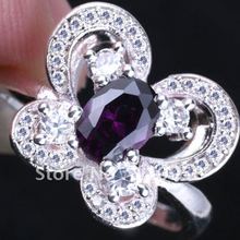 Lots 6 Purple Amethyst Butterfly Cocktail Silver Ring