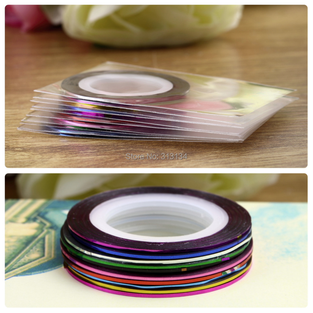 2015 Profession 10 Pcs Mixed Colors Rolls Striping Tape Line DIY Nail Art Tips beauty Decoration