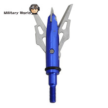 6pcs lot Outdoor Archery Sports 2 Blade 100 Grain Arrowhead Military Hunting Steel Arrow Tip Broadheads