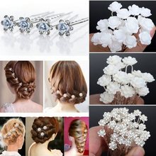 NEW 20/40pcs Lots Wedding Bridal Crystal Faux Pearl Flower Shiny Hair Spins Pins[JH03001-JH03005]