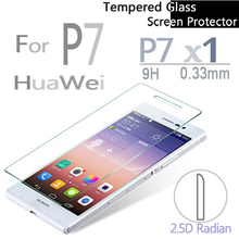 1pcs 0.3mm Premium Tempered Glass for Huawei P7 2.5D Arc Edge High Transparent Screen Protector Film with Clean Tools