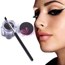 Pro Black Strong Waterproof Eye Liner Eyeliner Gel Makeup Cream Cosmetic Brush 57444